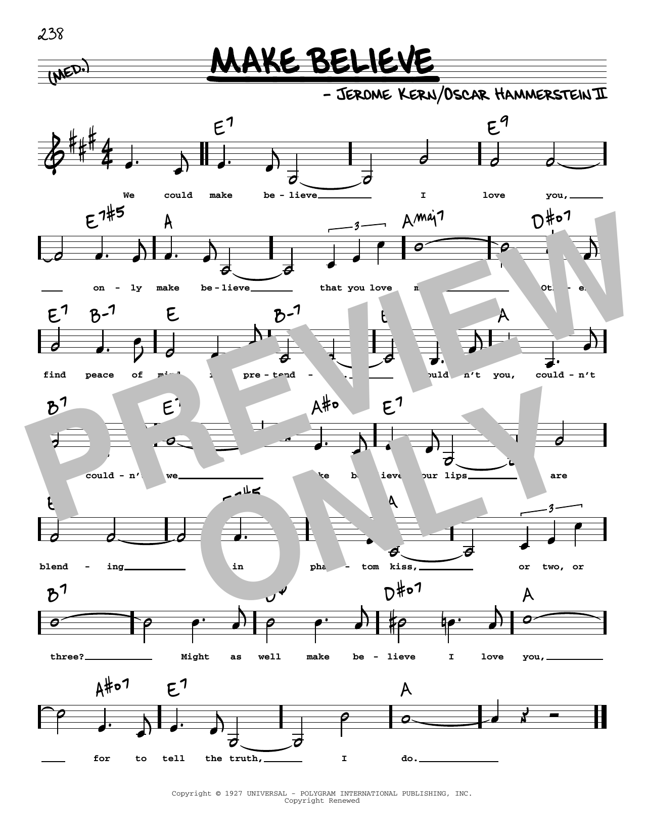 Oscar Hammerstein II Make Believe (Low Voice) Sheet Music Notes & Chords for Real Book – Melody, Lyrics & Chords - Download or Print PDF