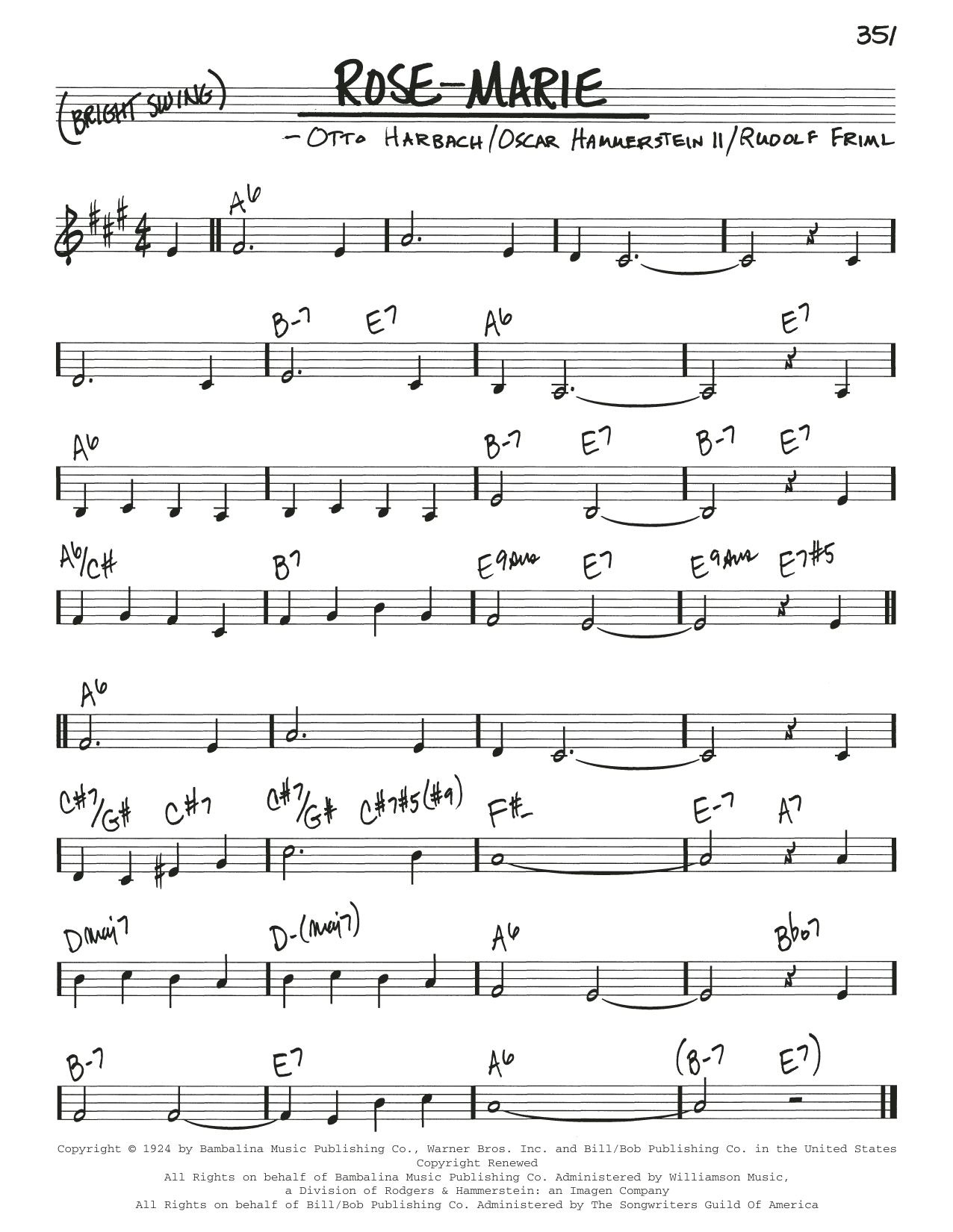 Oscar Hammerstein II Rose-Marie Sheet Music Notes & Chords for Real Book – Melody & Chords - Download or Print PDF