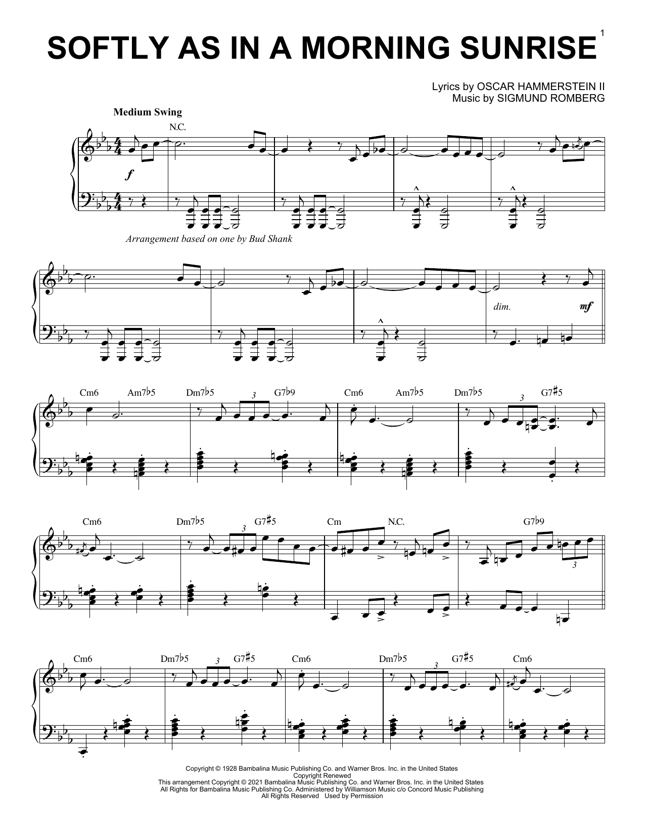 Oscar Hammerstein II Softly As In A Morning Sunrise [Jazz version] (arr. Brent Edstrom) Sheet Music Notes & Chords for Piano Solo - Download or Print PDF
