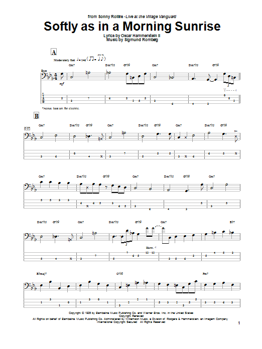 Oscar Hammerstein II Softly As In A Morning Sunrise Sheet Music Notes & Chords for Mandolin - Download or Print PDF