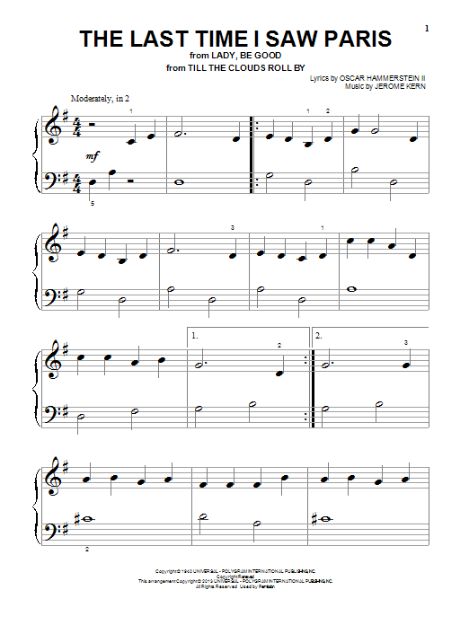 Oscar Hammerstein II The Last Time I Saw Paris Sheet Music Notes & Chords for Ukulele with strumming patterns - Download or Print PDF