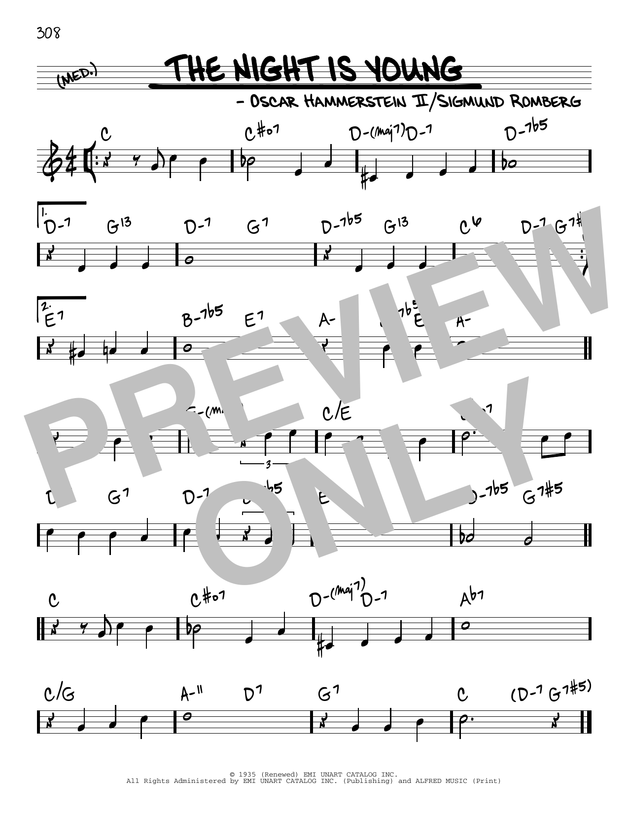 Oscar Hammerstein II The Night Is Young Sheet Music Notes & Chords for Real Book – Melody & Chords - Download or Print PDF