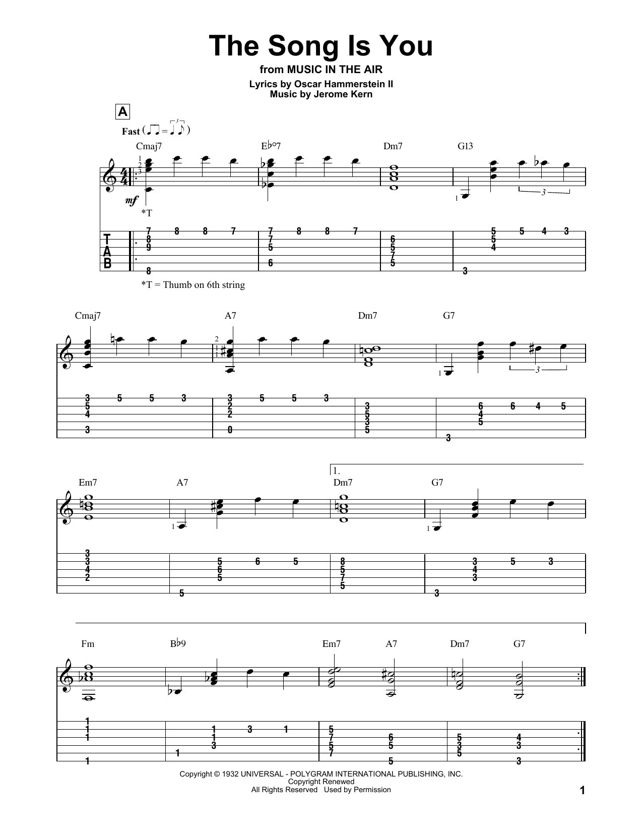 Oscar Hammerstein II The Song Is You Sheet Music Notes & Chords for Melody Line, Lyrics & Chords - Download or Print PDF