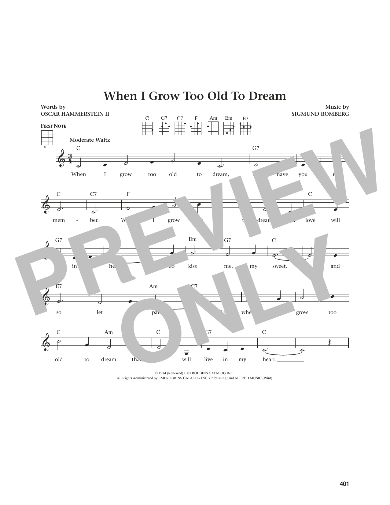 Oscar Hammerstein II When I Grow Too Old To Dream (from The Daily Ukulele) (arr. Jim Beloff) Sheet Music Notes & Chords for Ukulele - Download or Print PDF