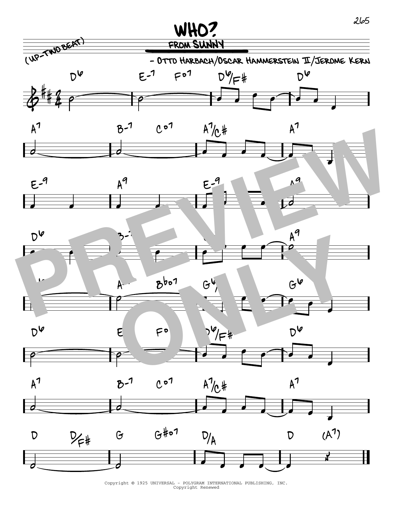 Oscar Hammerstein II Who? Sheet Music Notes & Chords for Melody Line, Lyrics & Chords - Download or Print PDF