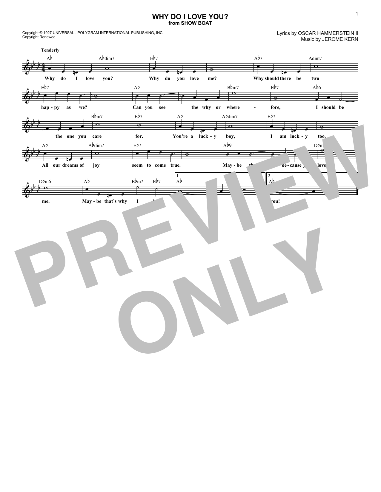 Oscar Hammerstein II Why Do I Love You? Sheet Music Notes & Chords for Lead Sheet / Fake Book - Download or Print PDF