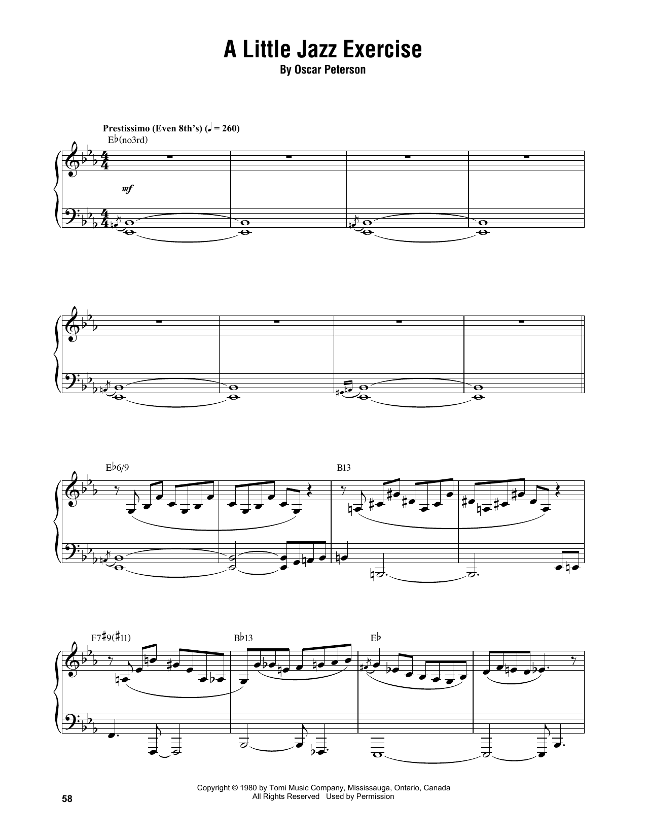 Oscar Peterson A Little Jazz Exercise Sheet Music Notes & Chords for Piano Transcription - Download or Print PDF