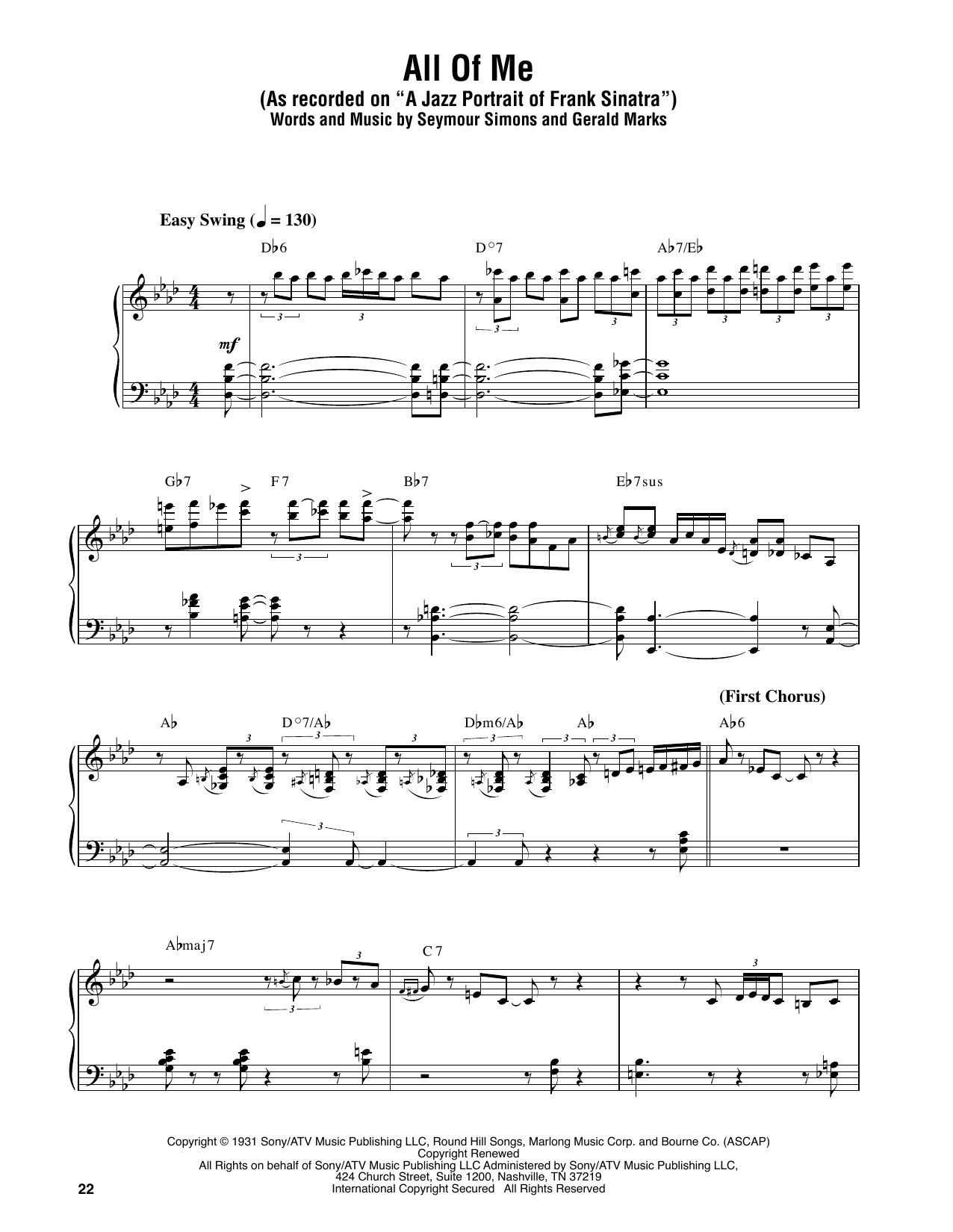 Oscar Peterson All Of Me Sheet Music Notes & Chords for Piano Transcription - Download or Print PDF