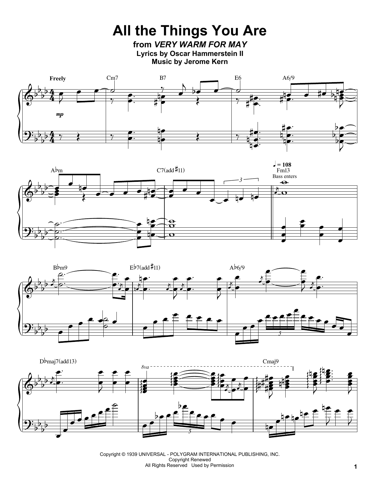 Oscar Peterson All The Things You Are Sheet Music Notes & Chords for Piano Transcription - Download or Print PDF