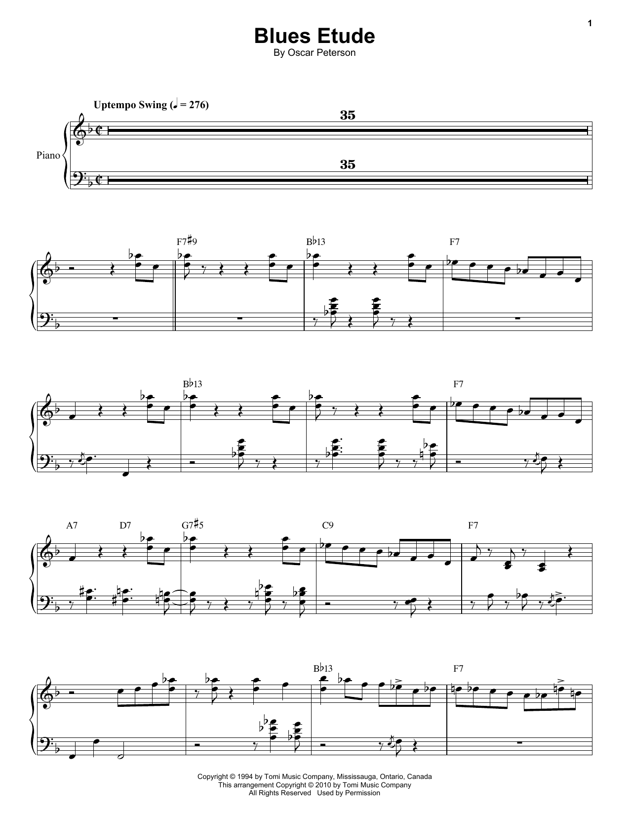 Oscar Peterson Blues Etude Sheet Music Notes & Chords for Piano & Vocal - Download or Print PDF Oscar Peterson Blues Etude Sheet Music Notes & Chords for Piano & Vocal - Download or Print PDF