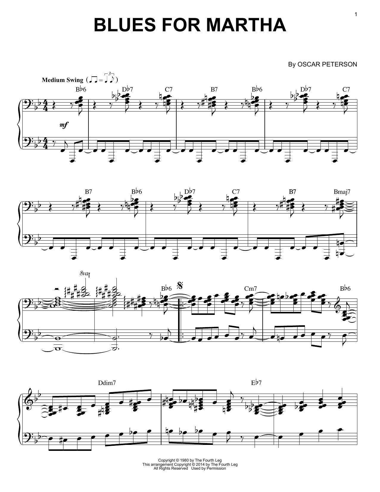 Oscar Peterson Blues For Martha Sheet Music Notes & Chords for Real Book – Melody & Chords - Download or Print PDF