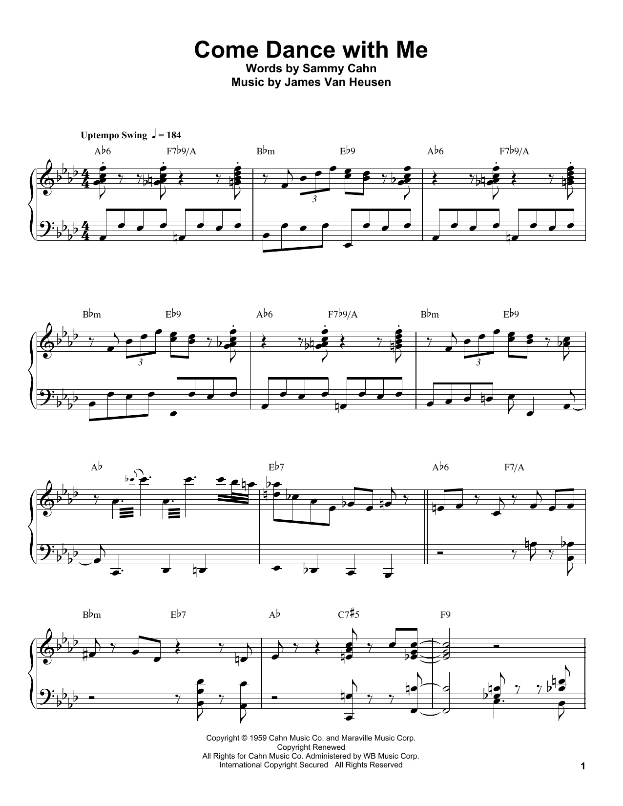 Oscar Peterson Come Dance With Me Sheet Music Notes & Chords for Piano Transcription - Download or Print PDF
