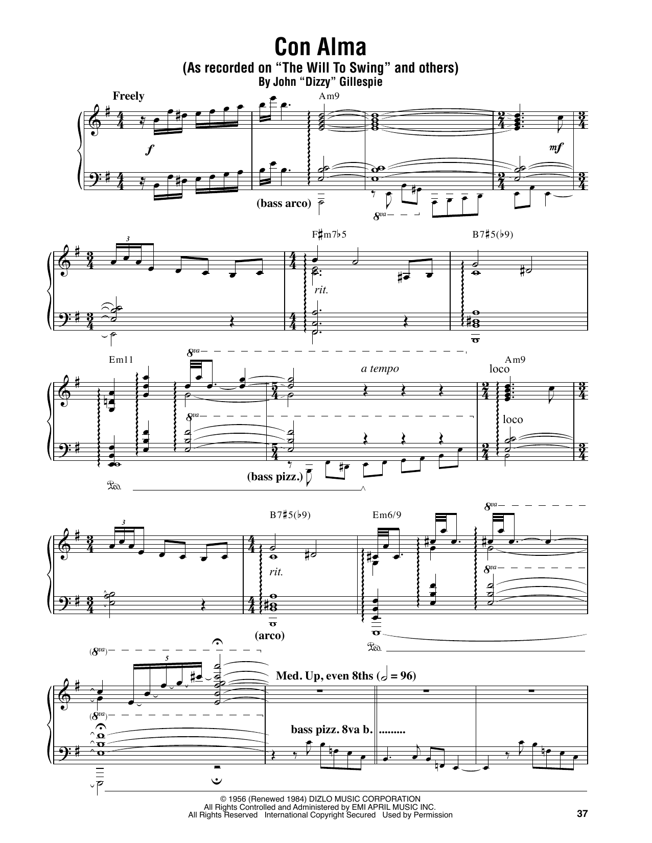 Oscar Peterson Con Alma Sheet Music Notes & Chords for Piano Transcription - Download or Print PDF