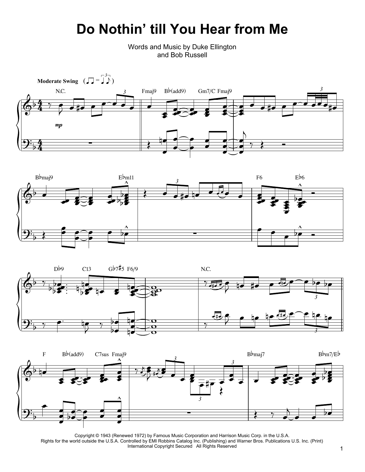 Oscar Peterson Do Nothin' Till You Hear From Me Sheet Music Notes & Chords for Piano Transcription - Download or Print PDF
