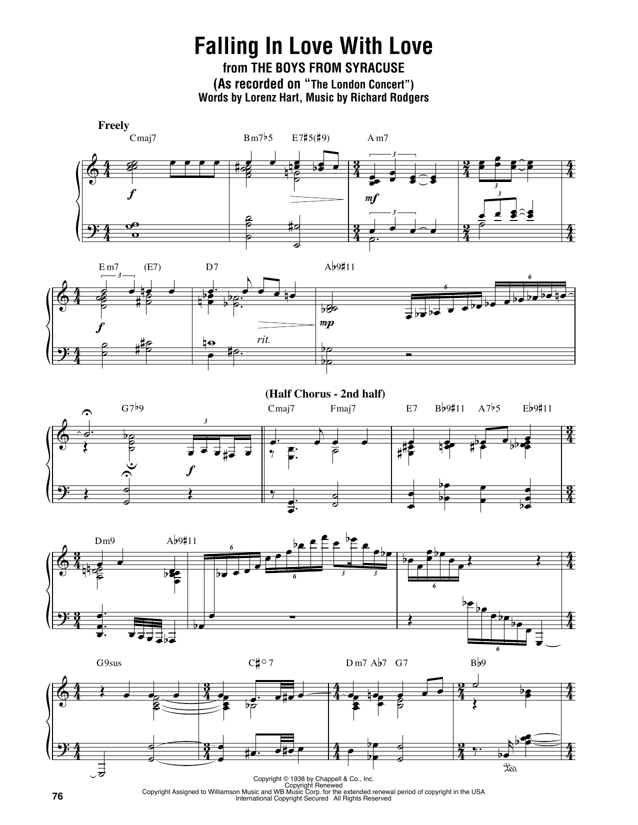 Oscar Peterson Falling In Love With Love Sheet Music Notes & Chords for Piano Transcription - Download or Print PDF