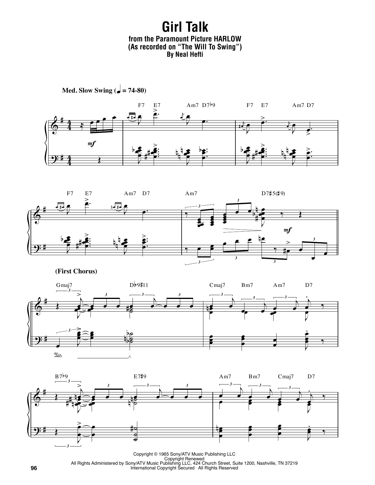 Oscar Peterson Girl Talk Sheet Music Notes & Chords for Piano Transcription - Download or Print PDF