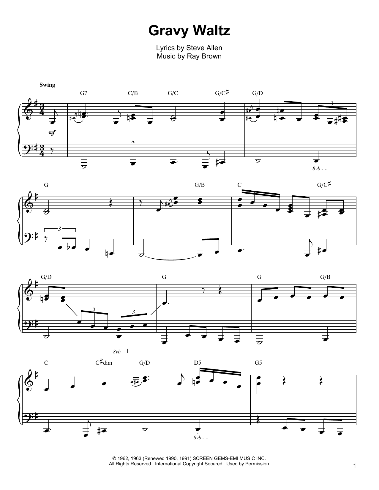 Oscar Peterson Gravy Waltz Sheet Music Notes & Chords for Piano Transcription - Download or Print PDF