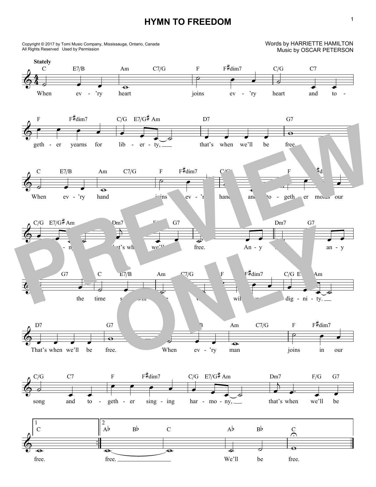 Oscar Peterson Hymn To Freedom Sheet Music Notes & Chords for Piano Transcription - Download or Print PDF
