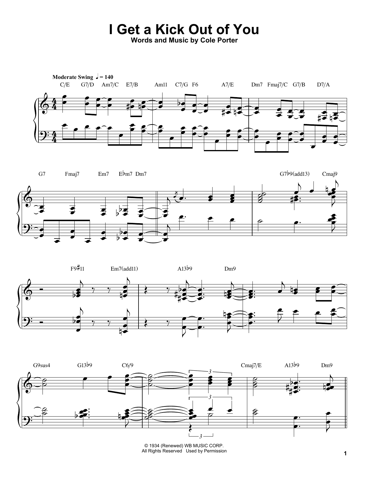 Oscar Peterson I Get A Kick Out Of You Sheet Music Notes & Chords for Piano Transcription - Download or Print PDF