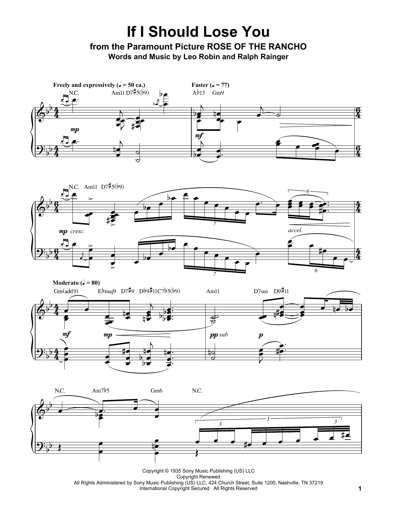 Oscar Peterson If I Should Lose You Sheet Music Notes & Chords for Piano Transcription - Download or Print PDF