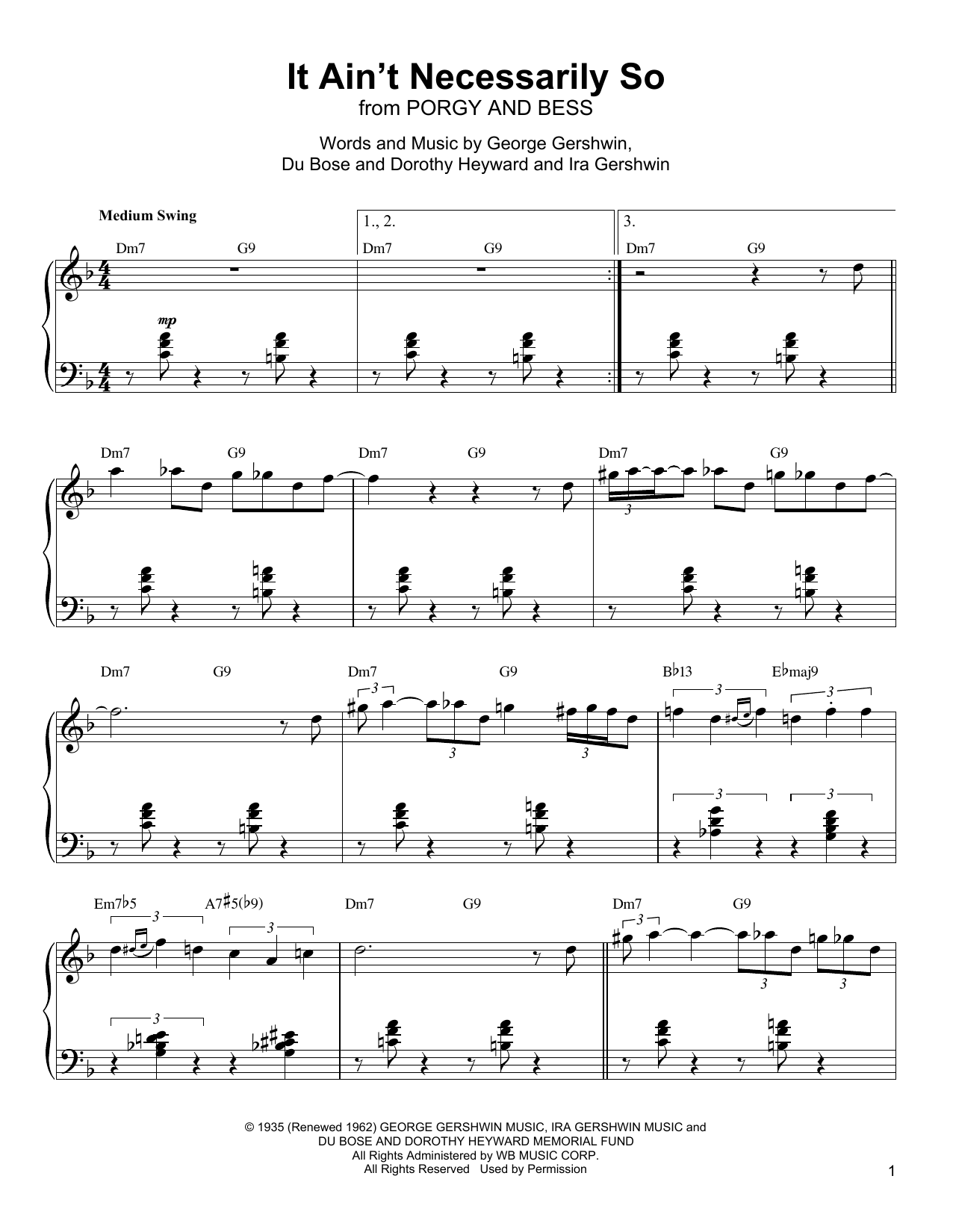 Oscar Peterson It Ain't Necessarily So Sheet Music Notes & Chords for Piano Transcription - Download or Print PDF