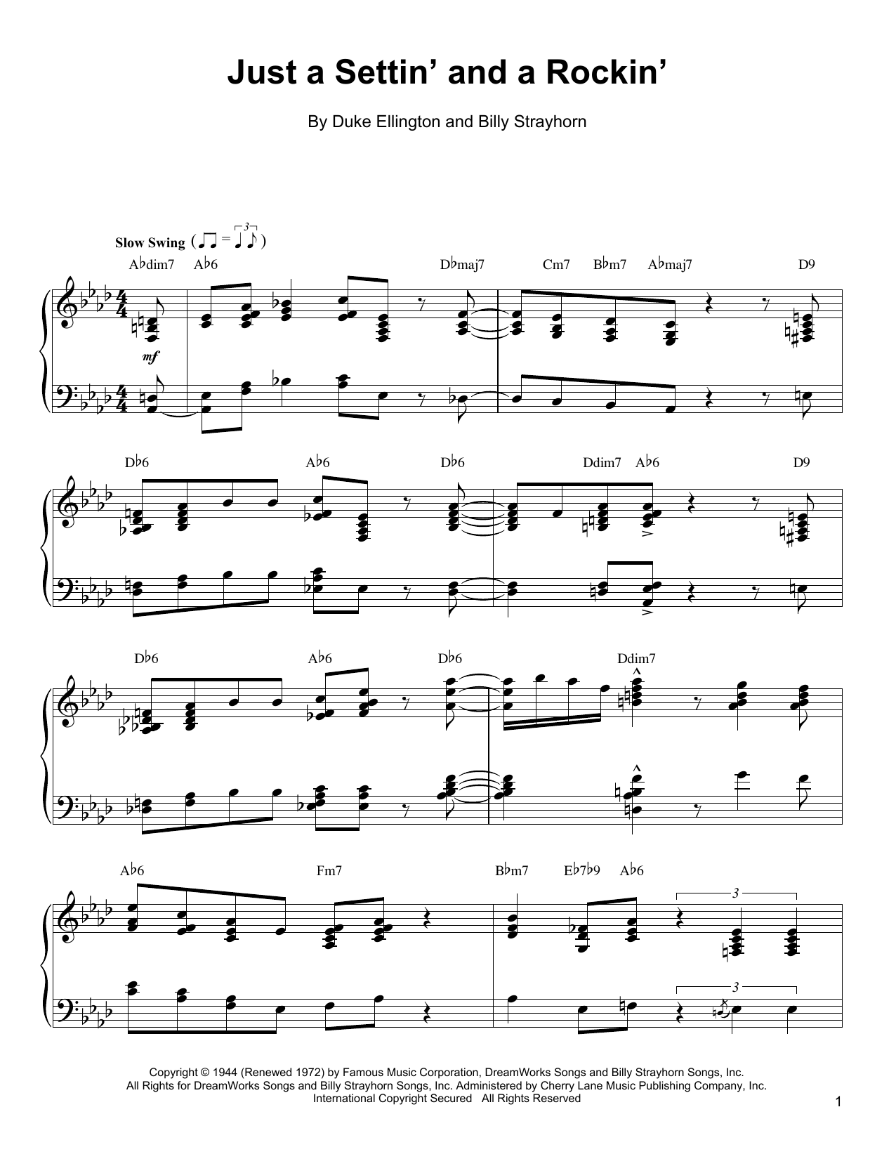 Oscar Peterson Just A Settin' And A Rockin' Sheet Music Notes & Chords for Piano Transcription - Download or Print PDF