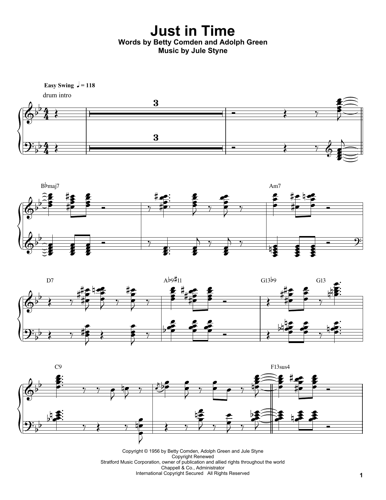Oscar Peterson Just In Time Sheet Music Notes & Chords for Piano Transcription - Download or Print PDF