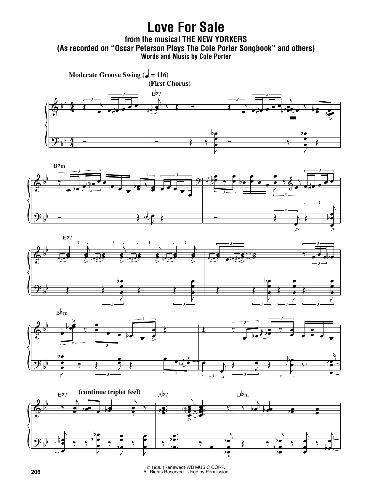 Oscar Peterson Love For Sale Sheet Music Notes & Chords for Piano Transcription - Download or Print PDF
