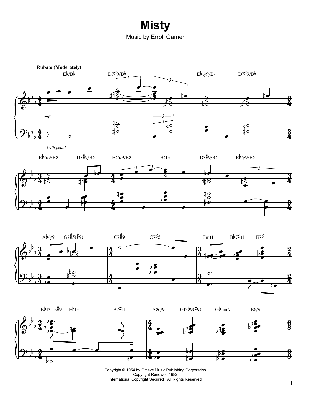 Oscar Peterson Misty Sheet Music Notes & Chords for Piano Transcription - Download or Print PDF