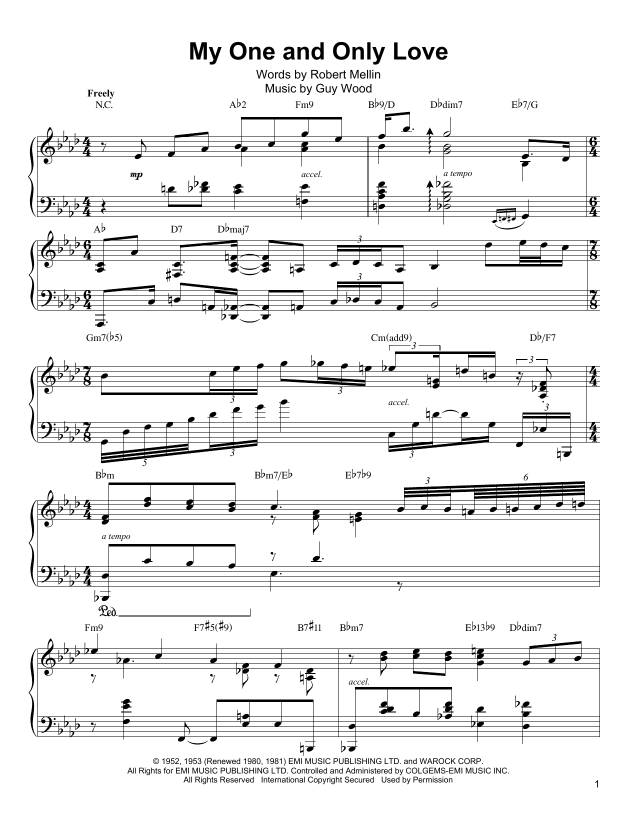 Oscar Peterson My One And Only Love Sheet Music Notes & Chords for Piano Transcription - Download or Print PDF