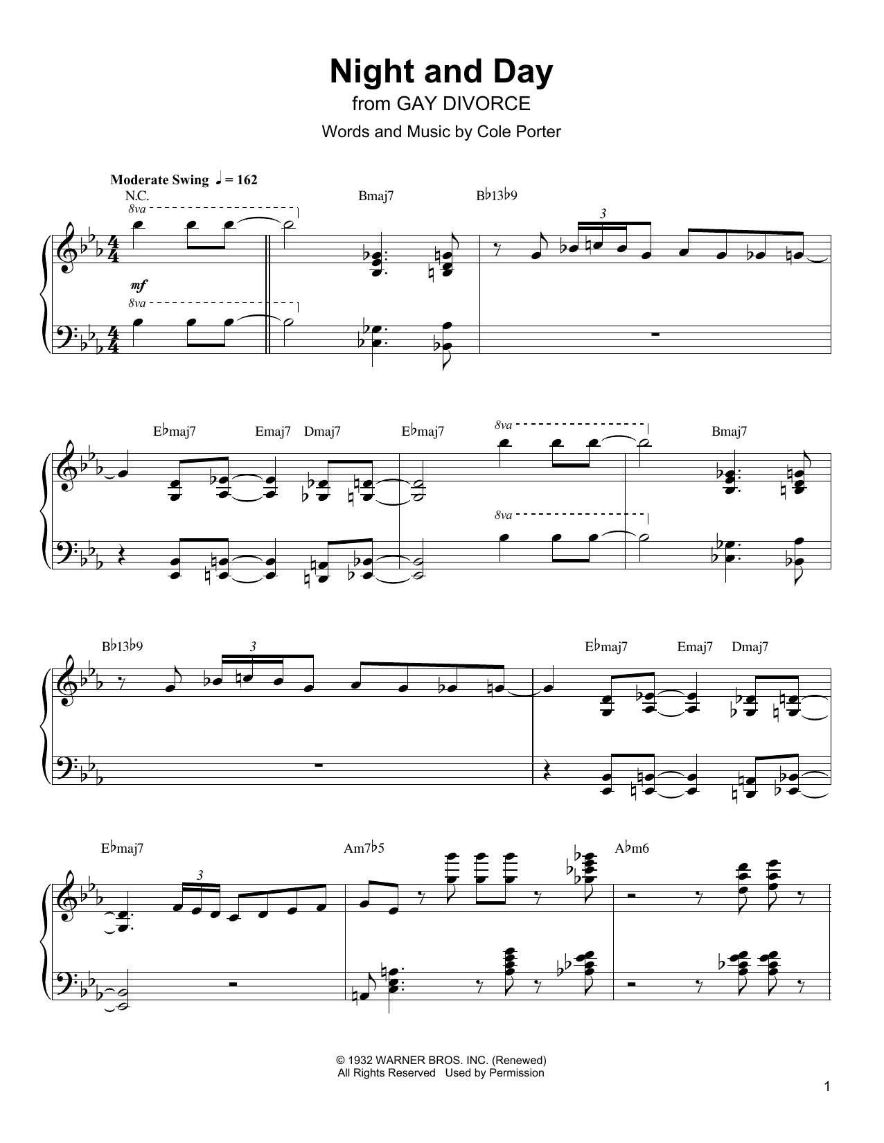 Oscar Peterson Night And Day Sheet Music Notes & Chords for Piano Transcription - Download or Print PDF