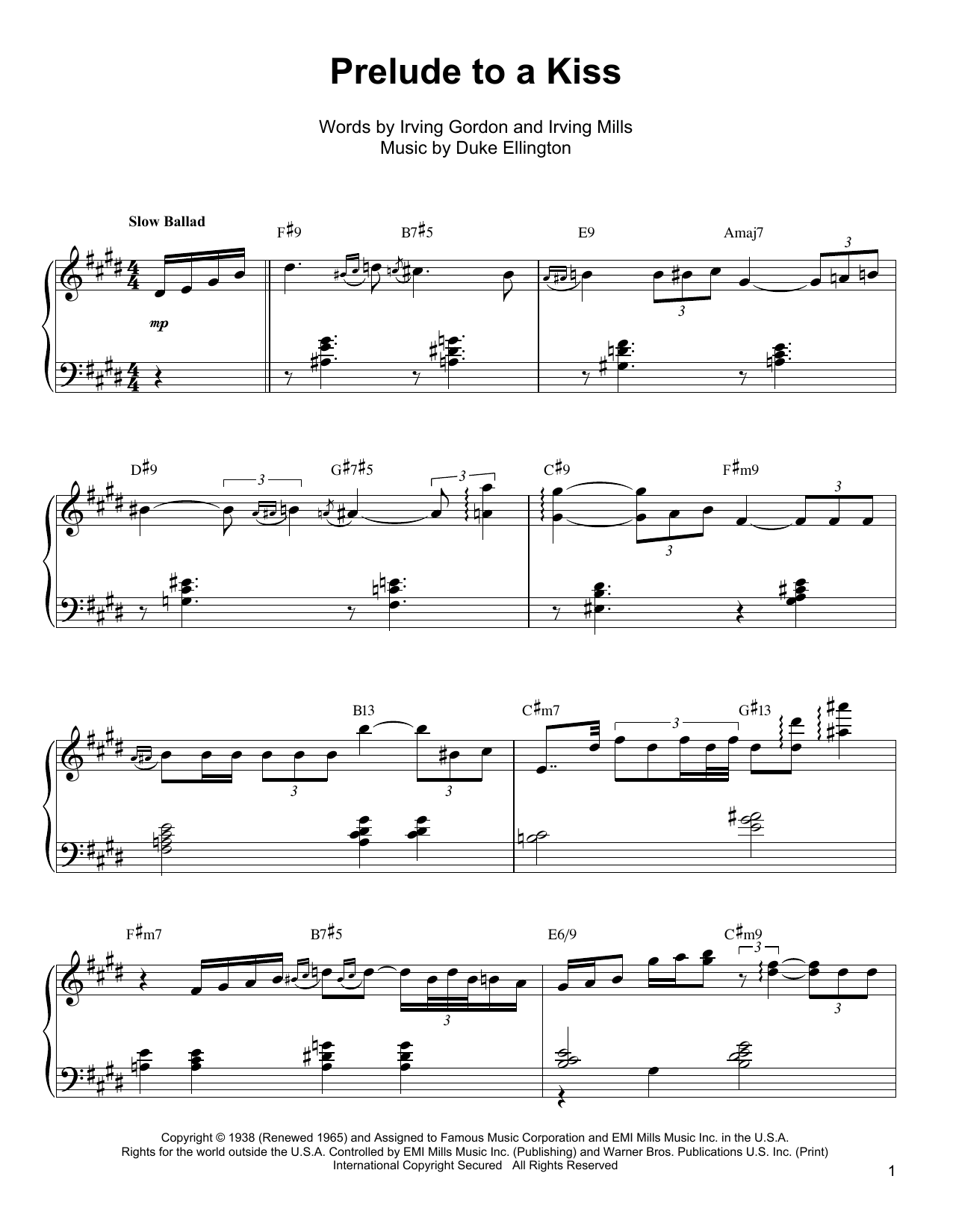 Oscar Peterson Prelude To A Kiss Sheet Music Notes & Chords for Piano Transcription - Download or Print PDF
