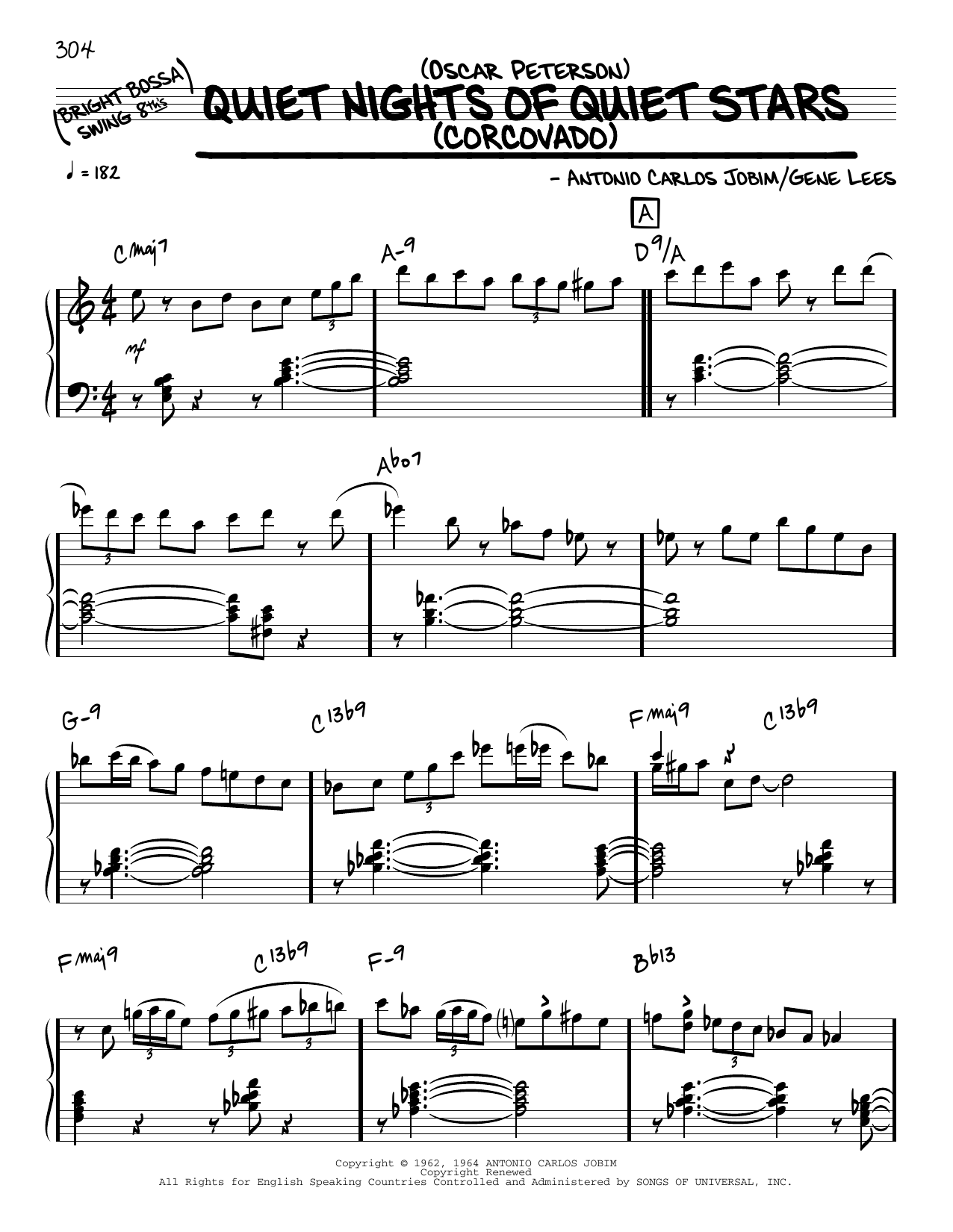 Oscar Peterson Quiet Nights Of Quiet Stars (solo only) Sheet Music Notes & Chords for Real Book – Melody & Chords - Download or Print PDF