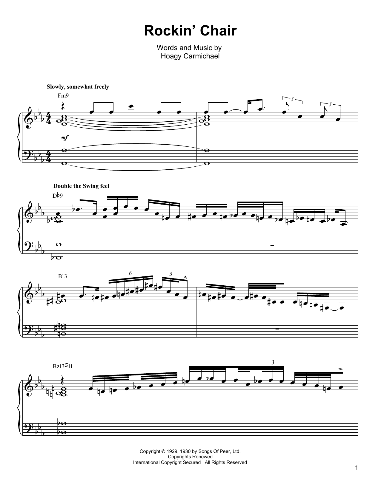 Oscar Peterson Rockin' Chair Sheet Music Notes & Chords for Piano Transcription - Download or Print PDF