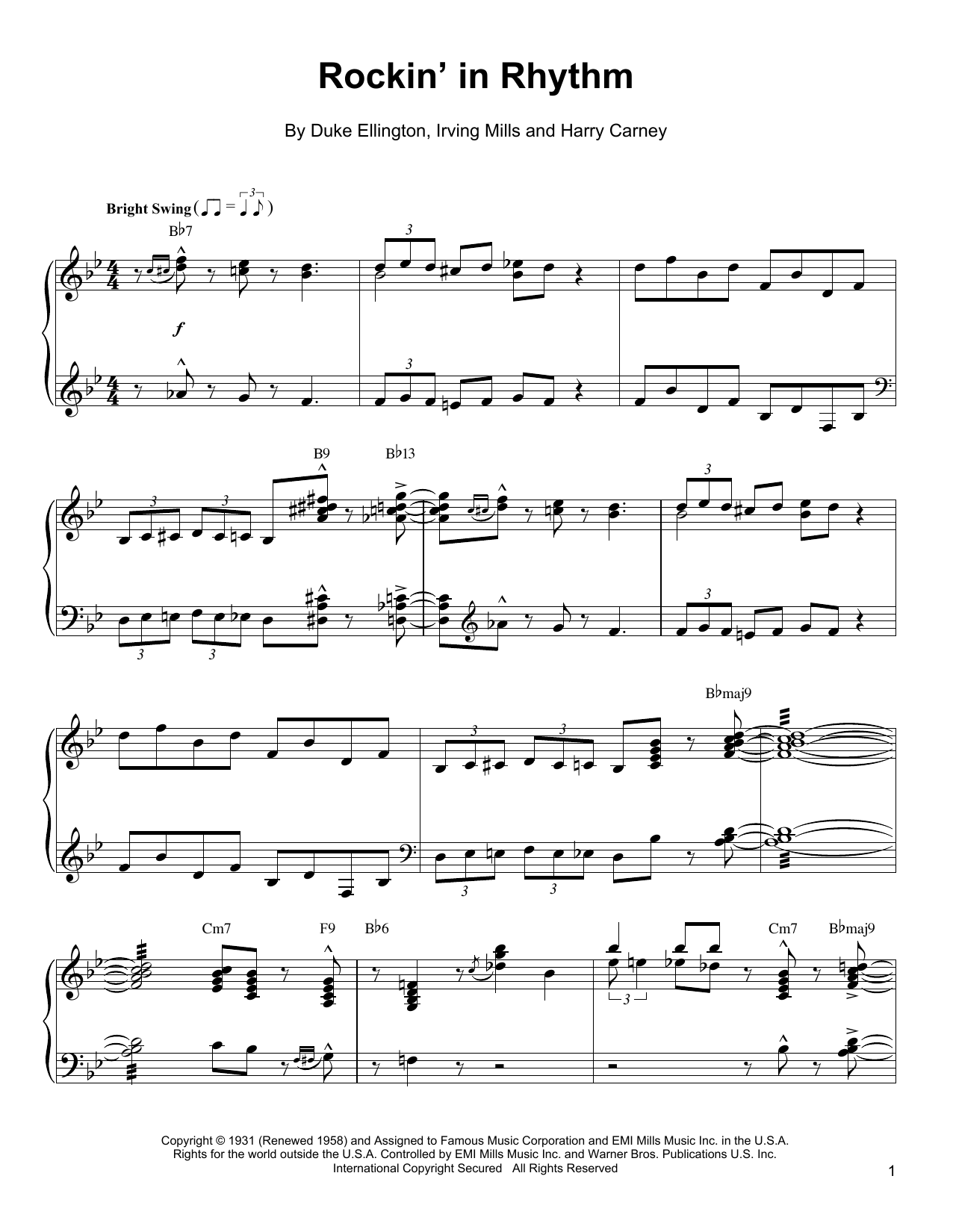 Oscar Peterson Rockin' In Rhythm Sheet Music Notes & Chords for Piano Transcription - Download or Print PDF