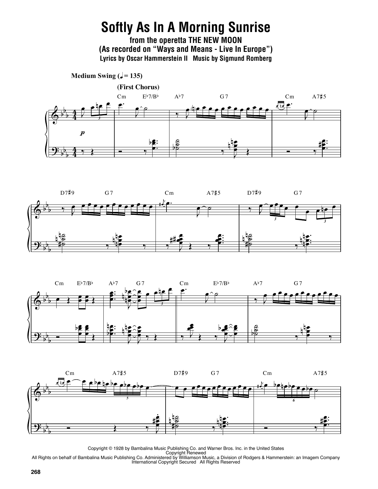 Oscar Peterson Softly As In A Morning Sunrise Sheet Music Notes & Chords for Piano Transcription - Download or Print PDF