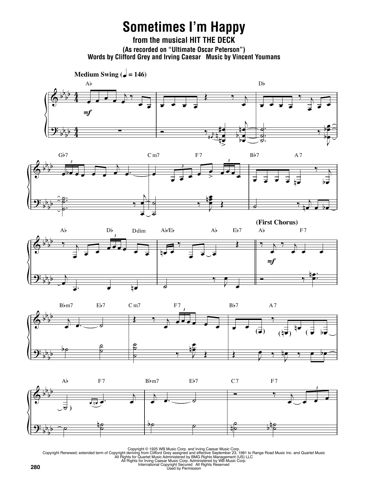 Oscar Peterson Sometimes I'm Happy Sheet Music Notes & Chords for Piano Transcription - Download or Print PDF
