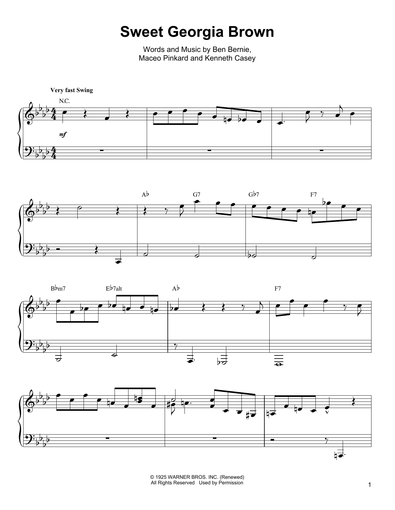 Oscar Peterson Sweet Georgia Brown Sheet Music Notes & Chords for Piano Transcription - Download or Print PDF