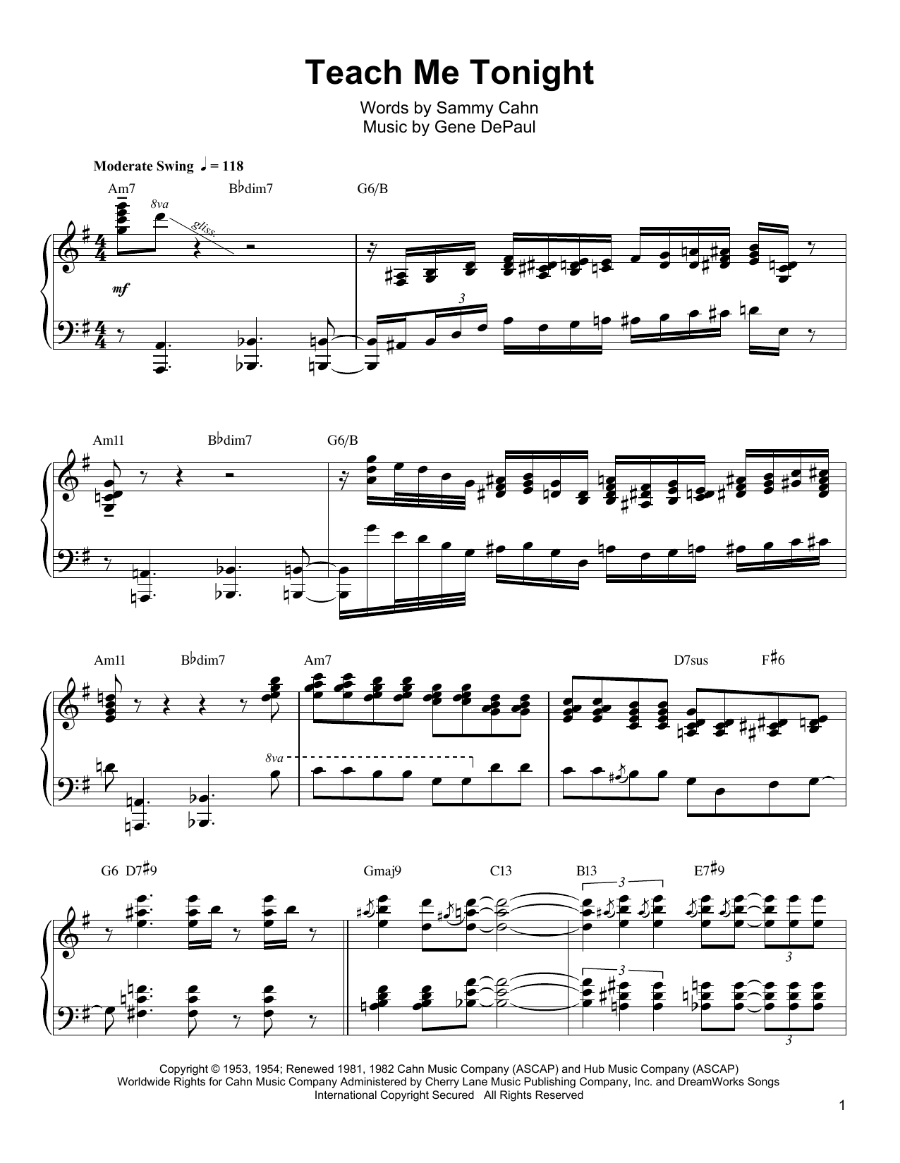 Oscar Peterson Teach Me Tonight Sheet Music Notes & Chords for Piano Transcription - Download or Print PDF