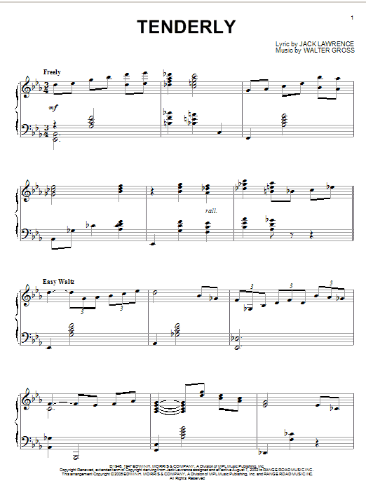 Oscar Peterson Tenderly Sheet Music Notes & Chords for Piano - Download or Print PDF