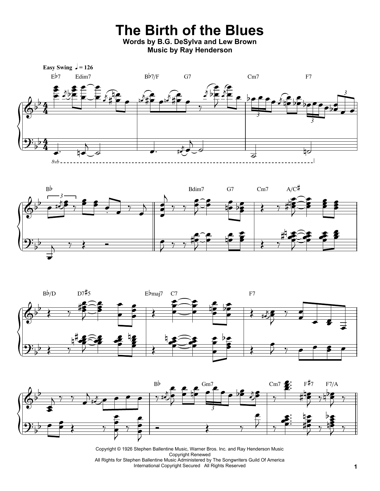 Oscar Peterson The Birth Of The Blues sheet music notes and chords. Download Printable PDF.