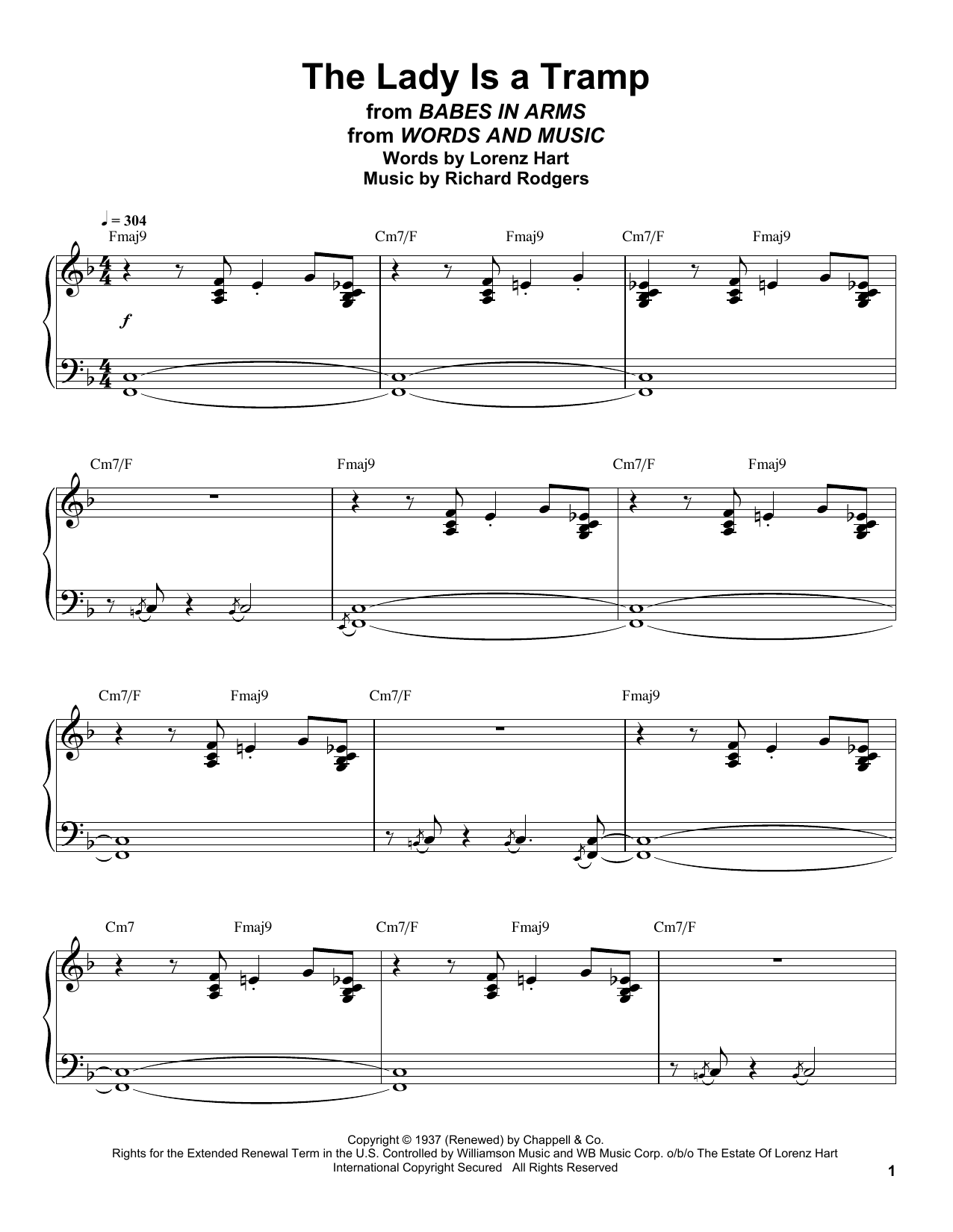 Oscar Peterson The Lady Is A Tramp Sheet Music Notes & Chords for Piano Transcription - Download or Print PDF