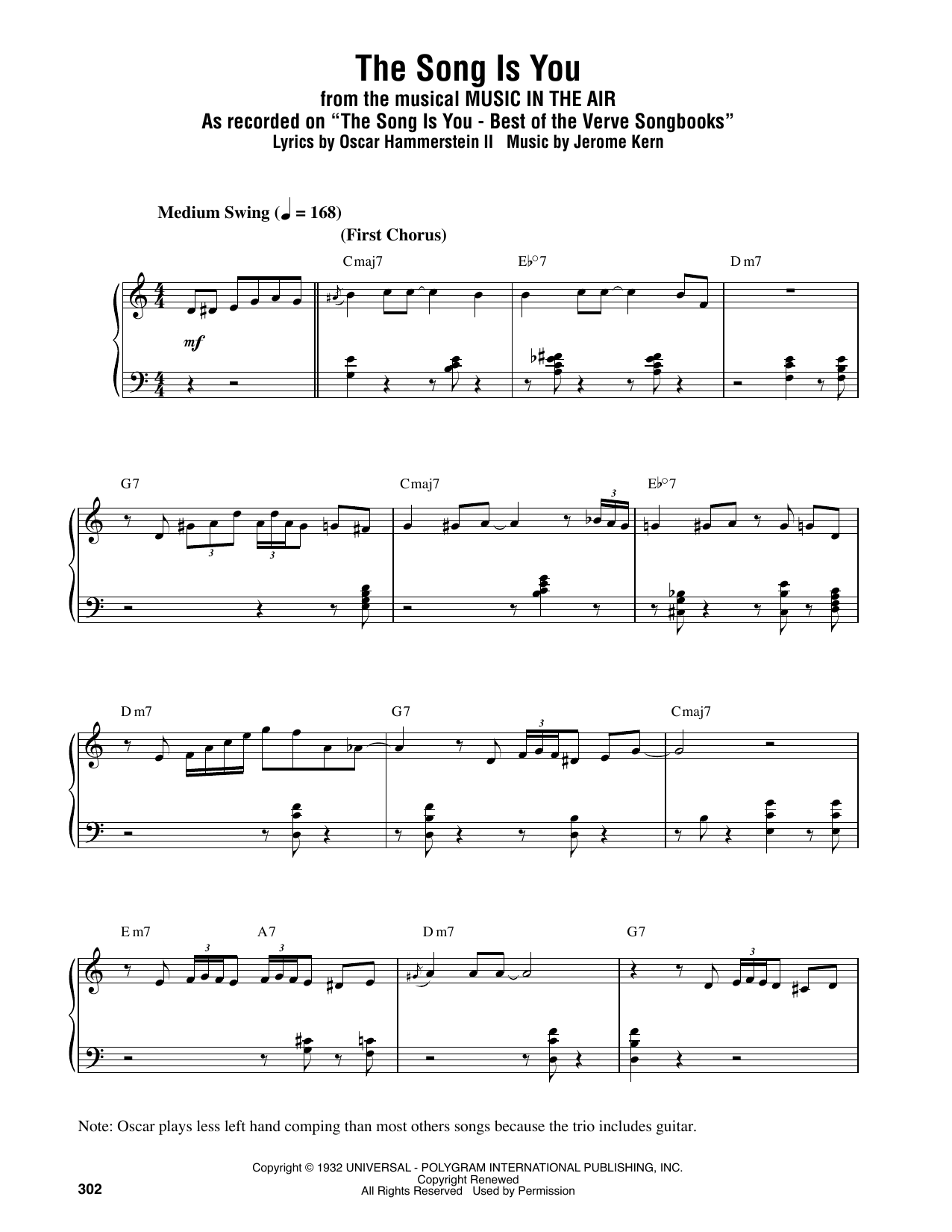 Oscar Peterson The Song Is You Sheet Music Notes & Chords for Piano Transcription - Download or Print PDF