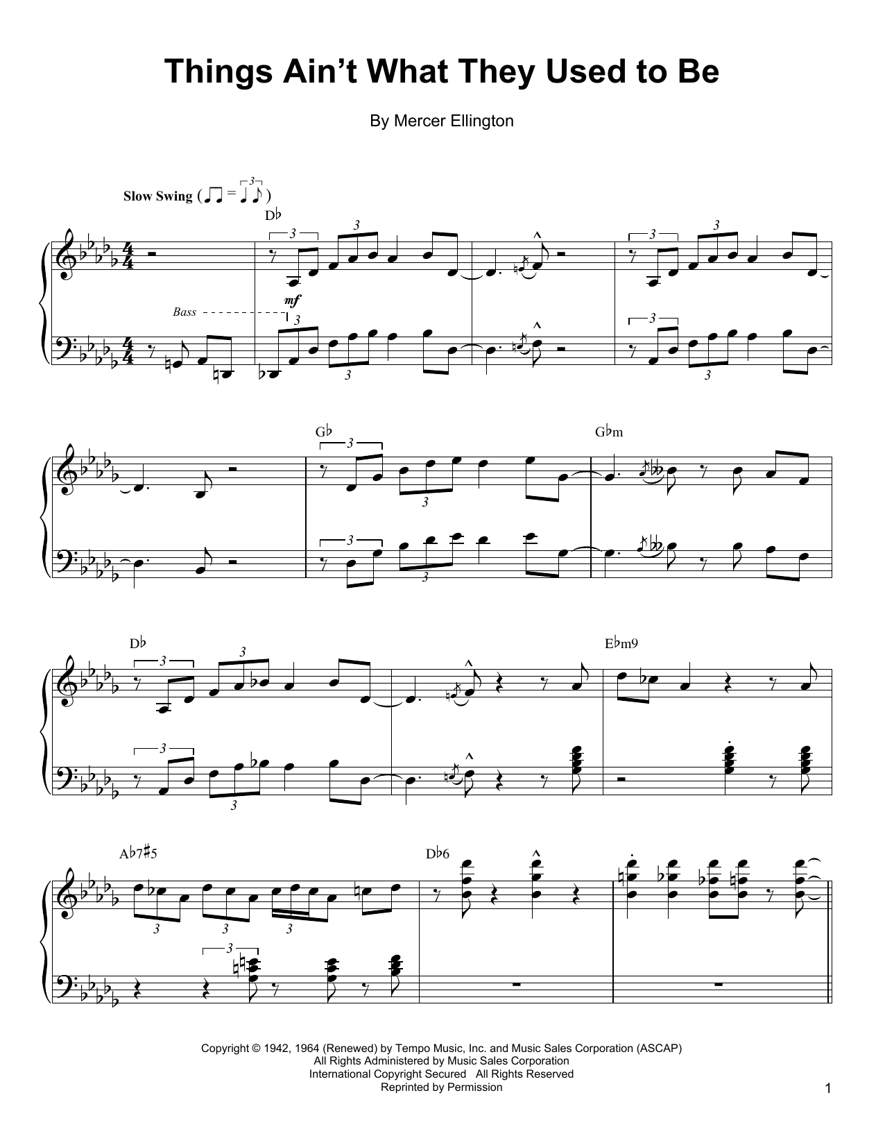 Oscar Peterson Things Ain't What They Used To Be Sheet Music Notes & Chords for Piano Transcription - Download or Print PDF
