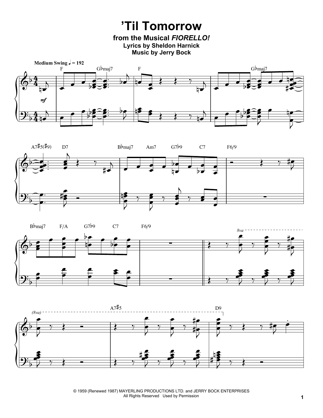 Oscar Peterson 'Til Tomorrow Sheet Music Notes & Chords for Piano Transcription - Download or Print PDF