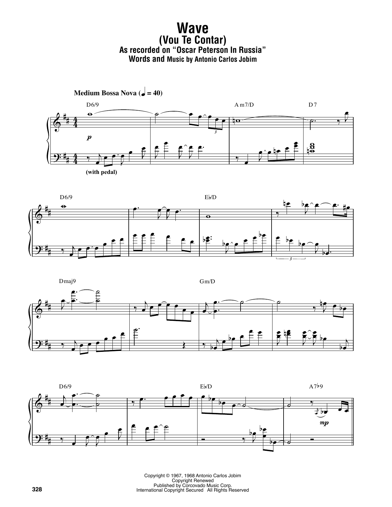 Oscar Peterson Wave Sheet Music Notes & Chords for Piano Transcription - Download or Print PDF