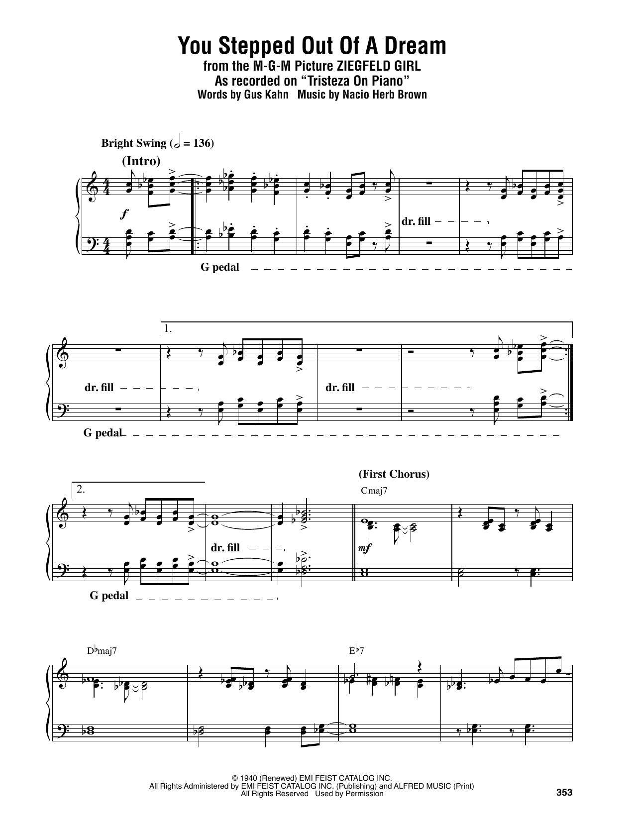 Oscar Peterson You Stepped Out Of A Dream Sheet Music Notes & Chords for Piano Transcription - Download or Print PDF