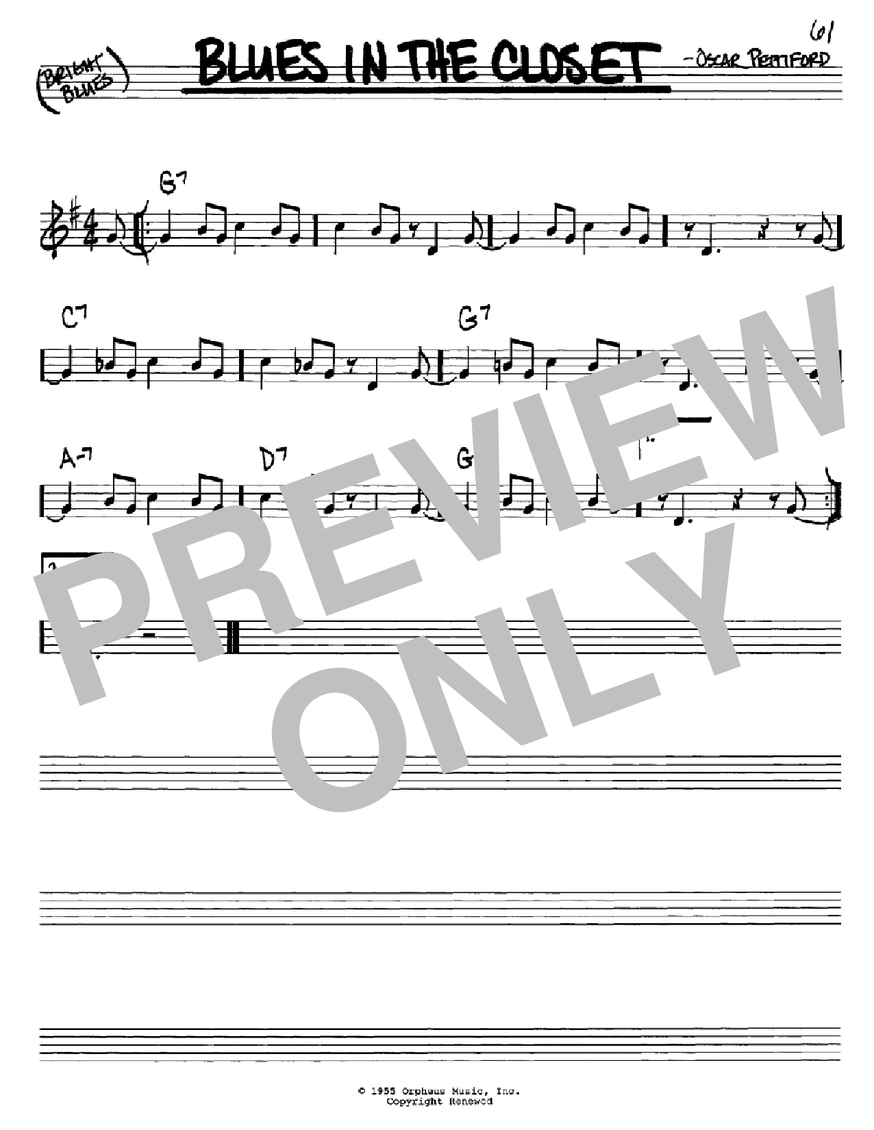 Oscar Pettiford Blues In The Closet Sheet Music Notes & Chords for Piano Solo - Download or Print PDF