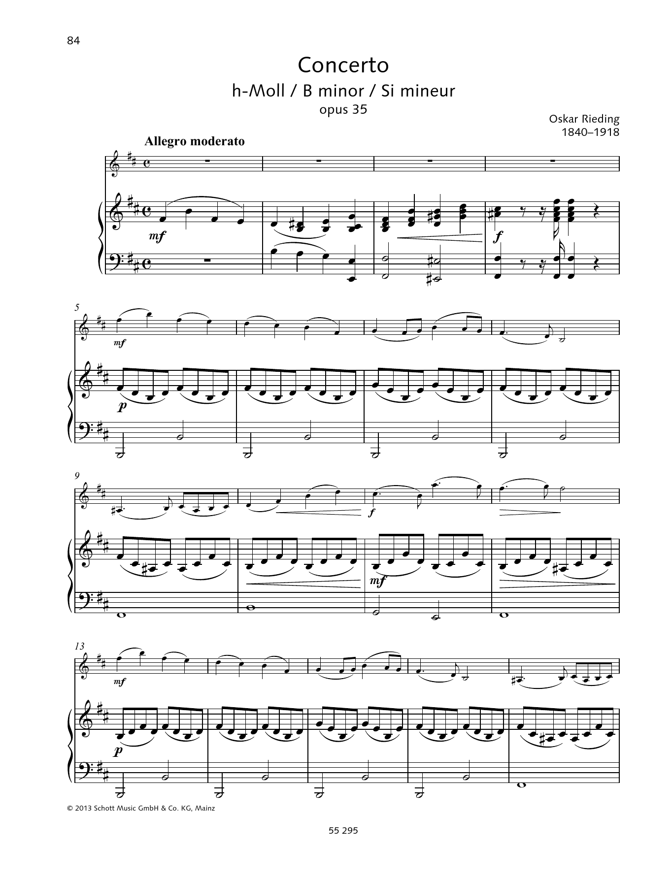 Oskar Rieding Concerto B minor Sheet Music Notes & Chords for String Solo - Download or Print PDF