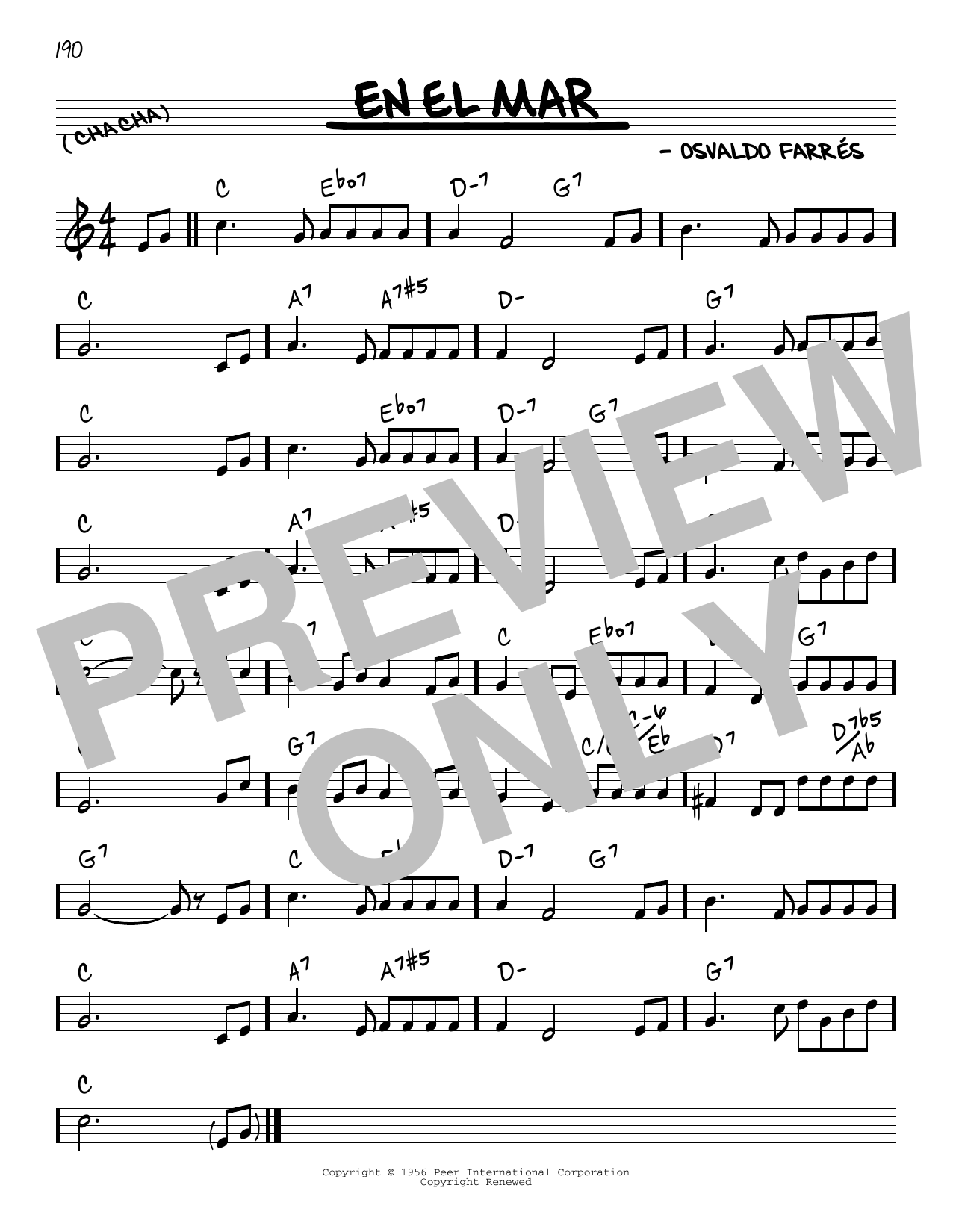 Osvaldo Farres En El Mar Sheet Music Notes & Chords for Real Book – Melody & Chords - Download or Print PDF